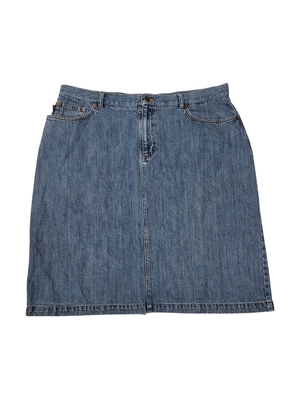 LRL Ralph Lauren Jeans Co~Womens VTG Denim Blue Skirt~Knee Length Western~18W